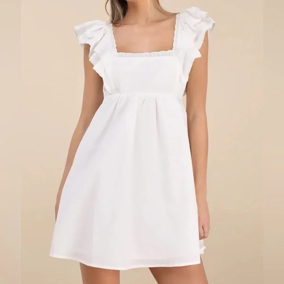 Lulu’s - Marvelous Time White Ruffled Mini Dress - size xs - Picture 1 of 11